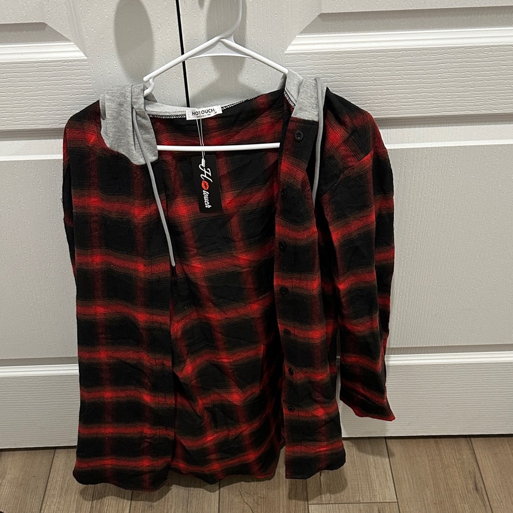 Red and Black Plaid Women's Jacket